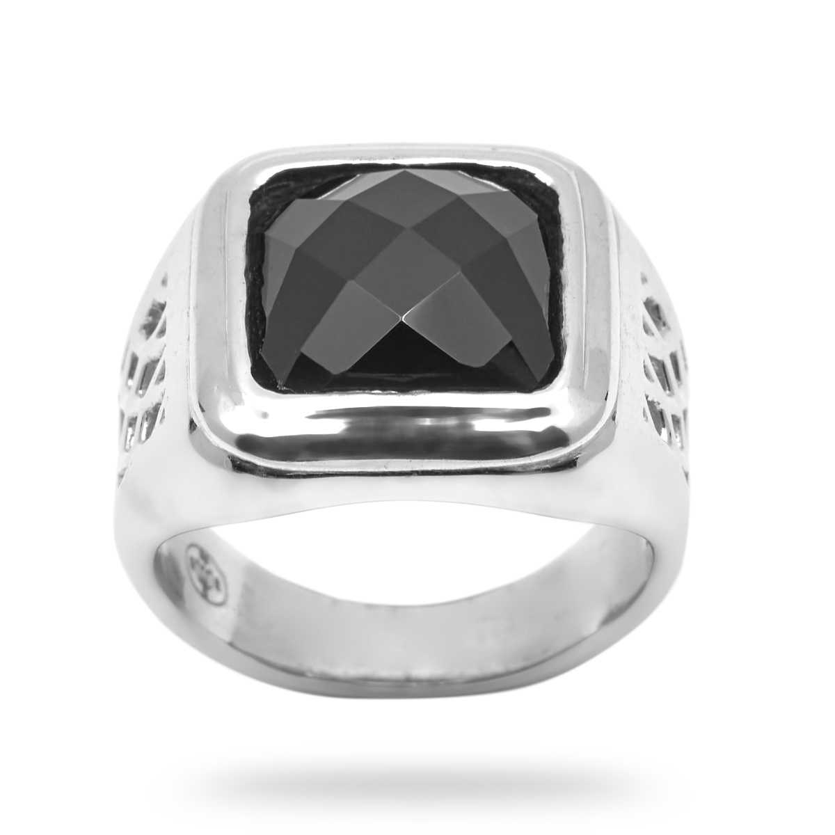 Silver Ring onyx Sanada chevalière